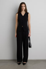 CREPE WIDE LEG TAILORED TROUSER