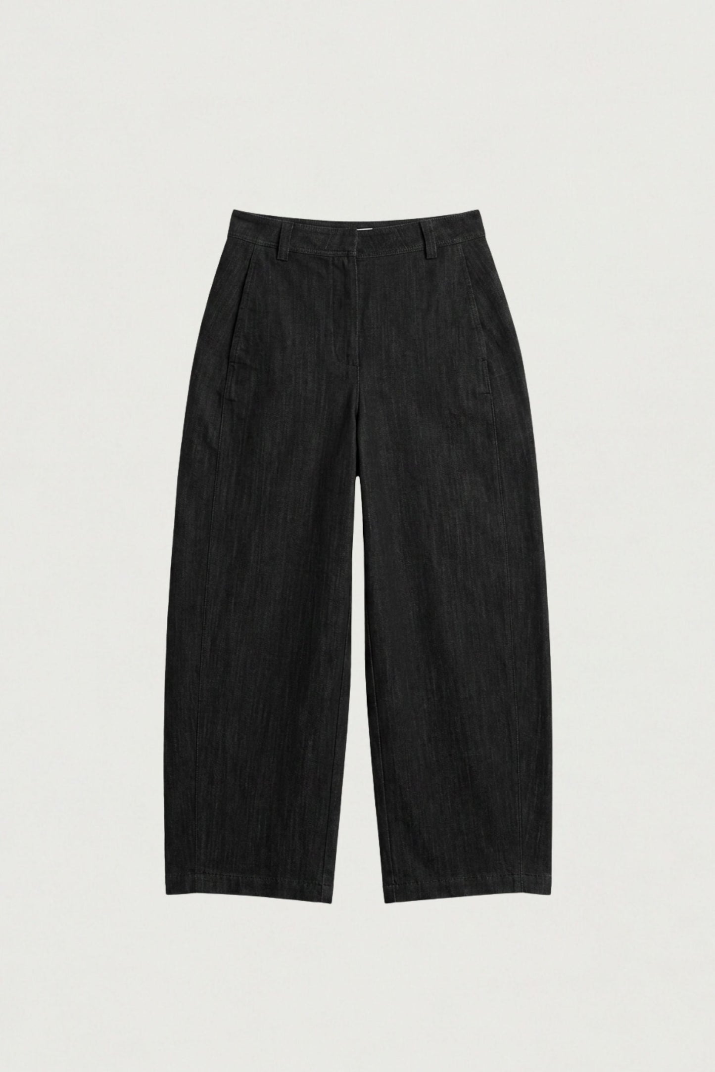 WOVEN TWILL BARREL LEG PANT