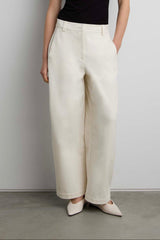 WOVEN TWILL BARREL LEG PANT