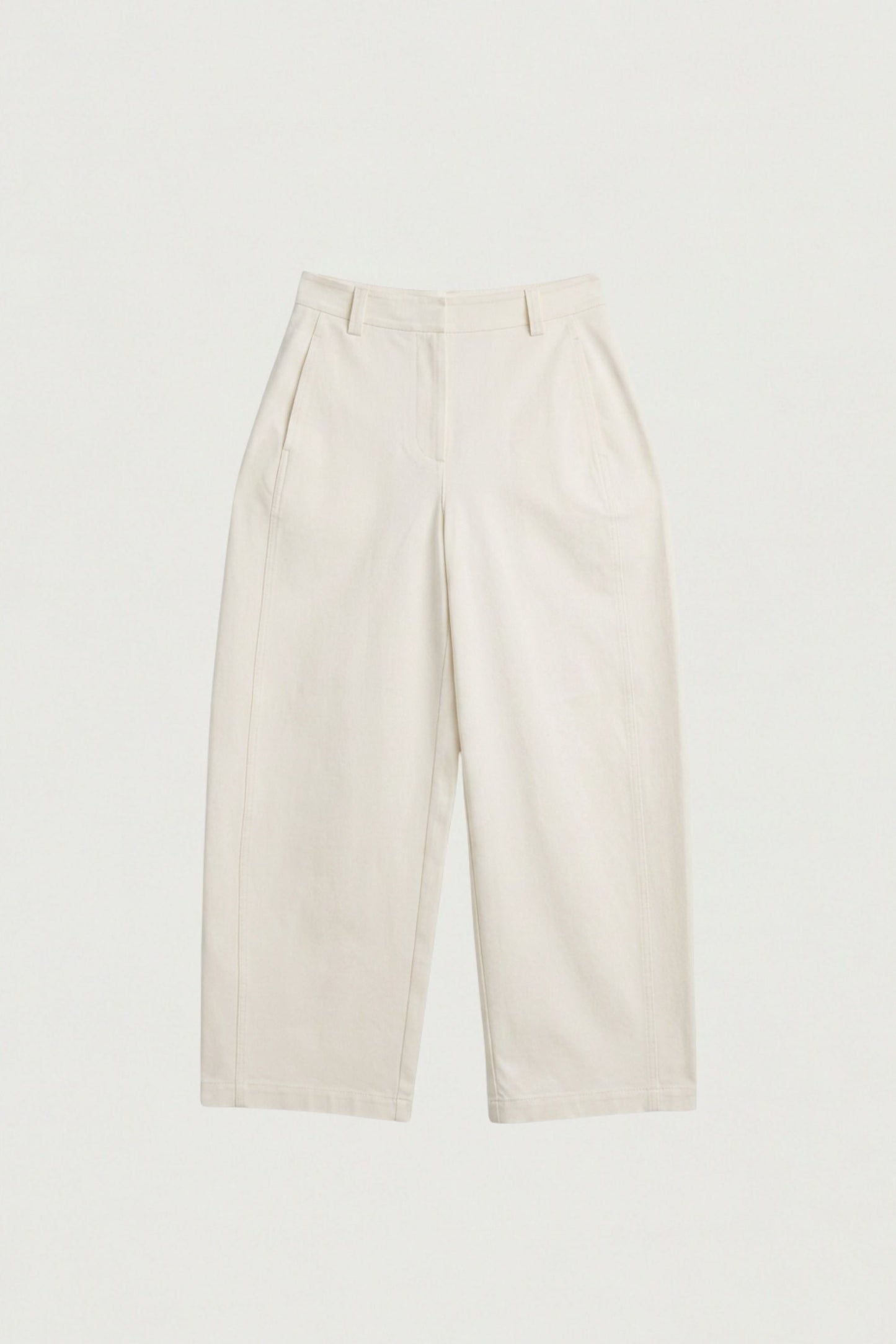 WOVEN TWILL BARREL LEG PANT