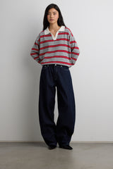 STRIPED BARREL LEG PANT