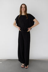 CRINKLED RAYON ELASTIC WAIST PANT