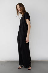 CRINKLED RAYON ELASTIC WAIST PANT