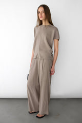 CRINKLED RAYON ELASTIC WAIST PANT