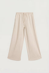 DRAWSTRING WIDE LEG LINEN BLEND PANT