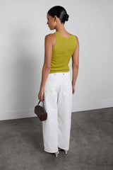 WHITE STRAIGHT LEG JEAN WITH BACK DETAIL
