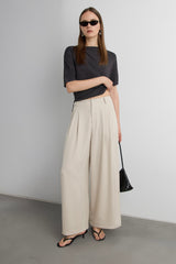 WIDE LEG PANT WITH TUCKING DETAIL