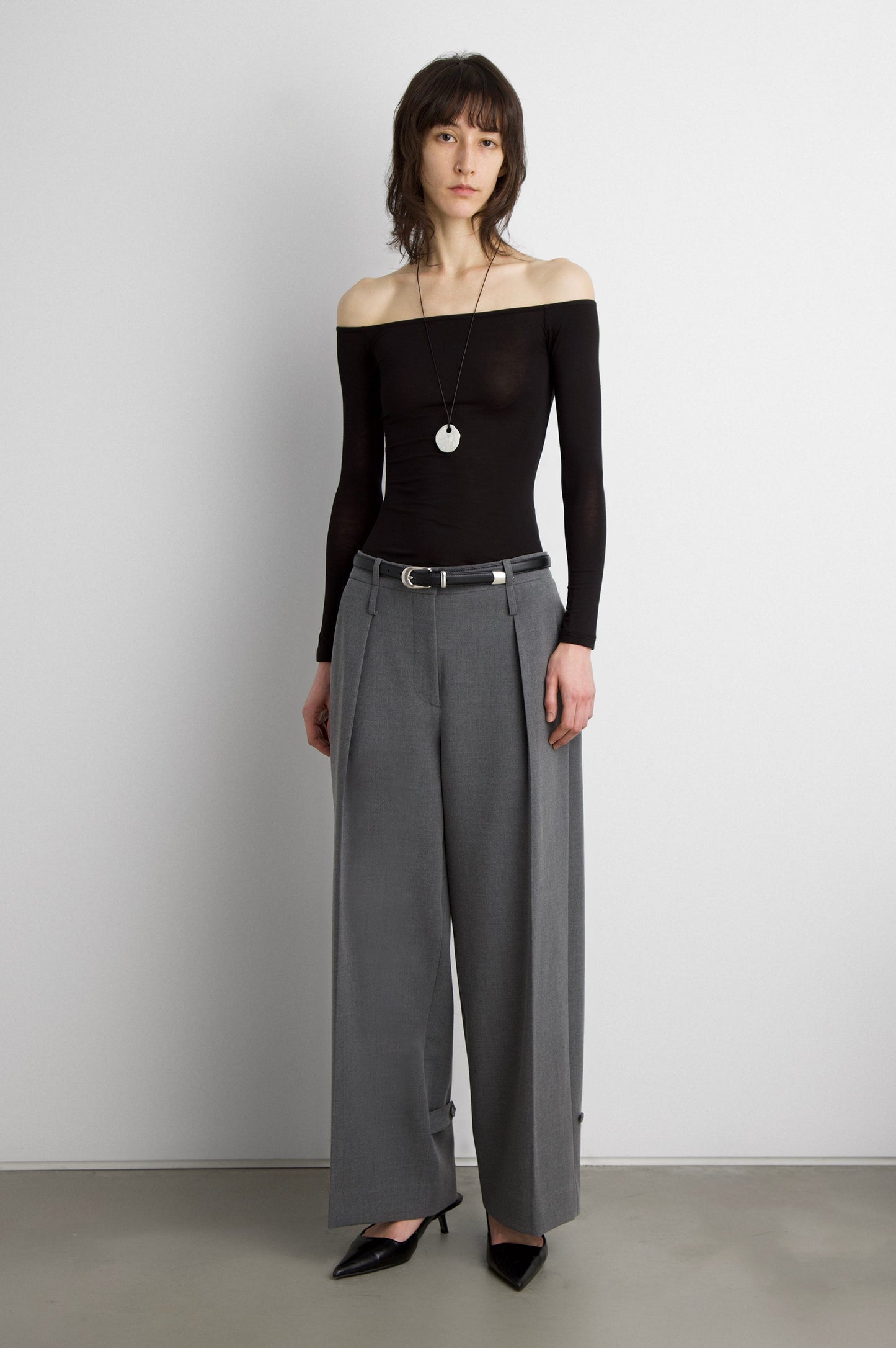 WIDE LEG TROUSER WITH DOUBLE BELT DETAIL