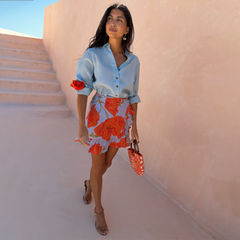 Blue Poppy Mini Jaspre Skirt with Frill