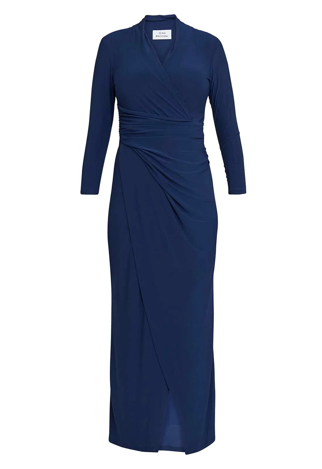Gina Bacconi Navy Hilary Jersey Wrap Maxi Dress