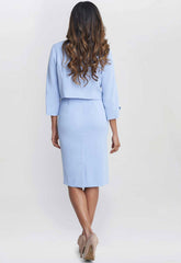 Gina Bacconi Nordic Blue Corinne Crepe Dress And Jacket