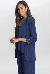Gina Bacconi Navy Marigot Wedding Guest Top and Jacket Only