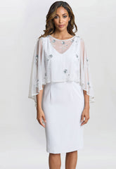 Gina Bacconi Silver Mist Beaded Cape With Delicate Small Flowers