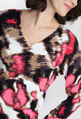 Gina Bacconi Pink Mazie Abstract Pink Leopard Diamante Jumper