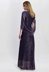 Gina Bacconi Navy Metallic Joanna  Maxi Dress