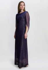 Gina Bacconi Navy Metallic Joanna  Maxi Dress