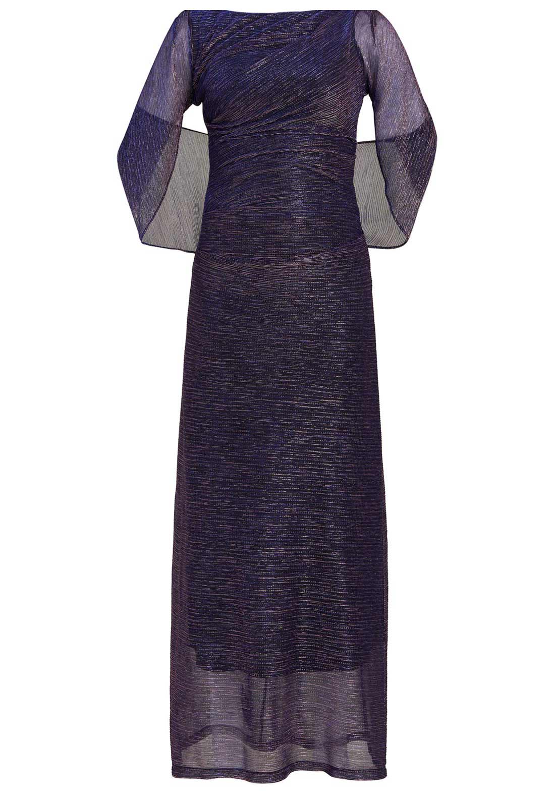 Gina Bacconi Navy Metallic Joanna  Maxi Dress