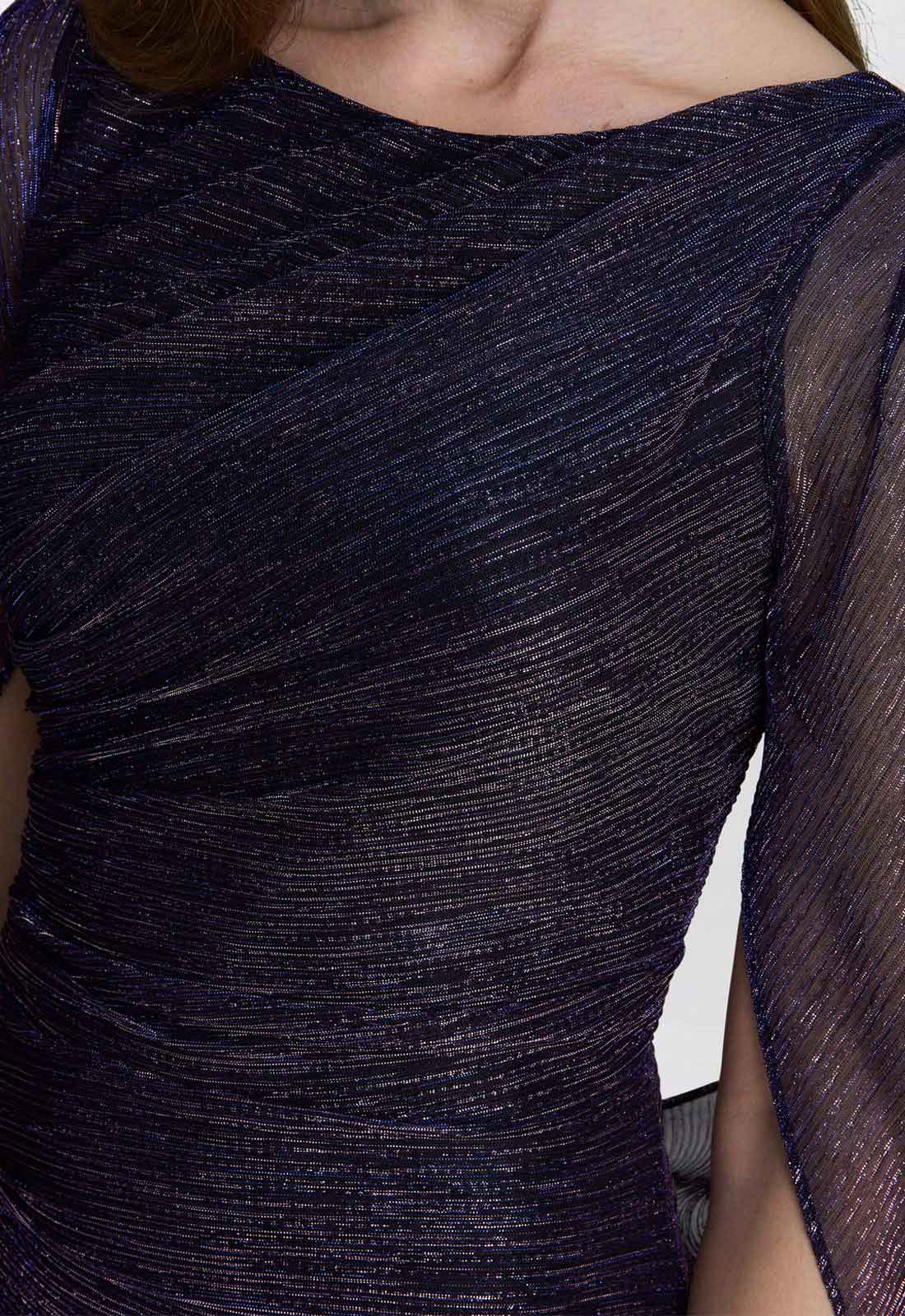 Gina Bacconi Navy Metallic Joanna  Maxi Dress