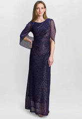 Gina Bacconi Navy Metallic Joanna  Maxi Dress