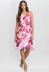 Gina Bacconi Pink Mila Floral Tier Dress