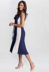 Gina Bacconi Navy Kendall Two Tone Dress