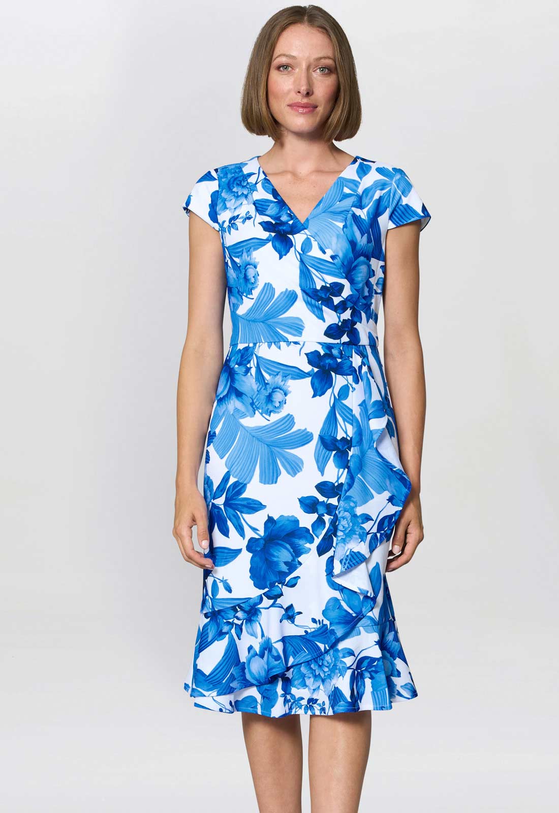 Gina Bacconi Royal Hilda Printed Crepe Dress