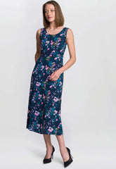 Gina Bacconi Navy Flo Floral Jersey Dress
