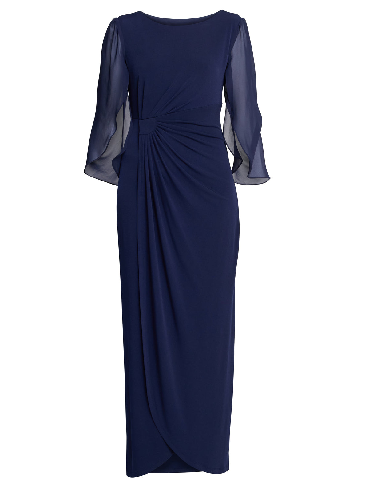 Gina Bacconi Navy Iulia Jersey And Chiffon Wrap Dress