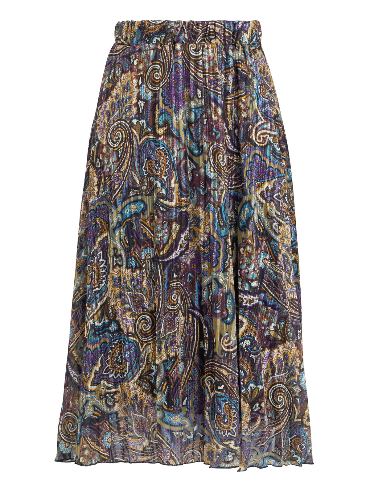 Gina Bacconi Navy Pleated Jacquard Skirt