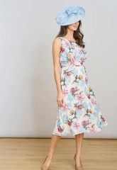 Gina Bacconi WHITE / MULTI Tulisa Sleeveless Floral Midi Dress
