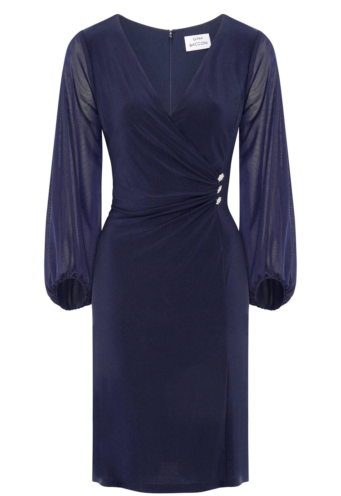 Gina Bacconi Navy Dee Jersey Wrap With Mesh Sleeves