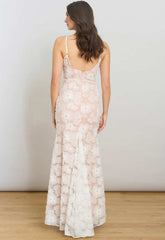 Gina Bacconi WHITE Eleni Beaded Soutache Maxi Dress