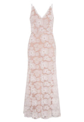 Gina Bacconi WHITE Eleni Beaded Soutache Maxi Dress
