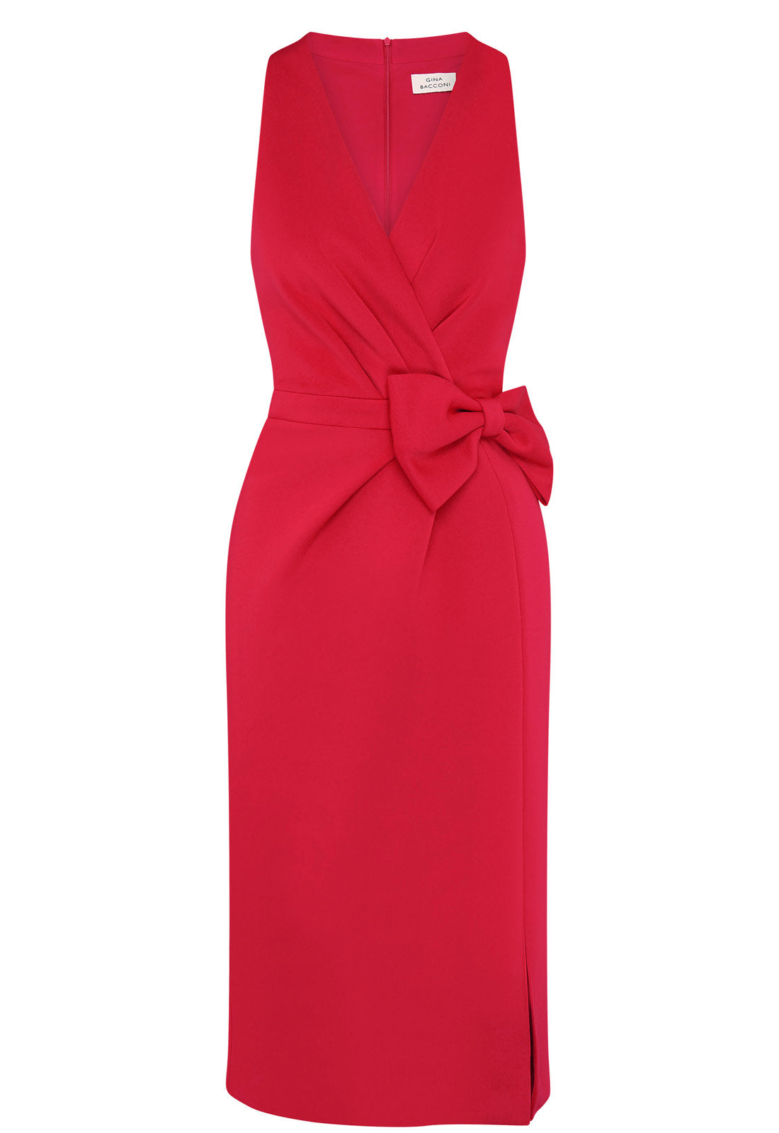 Gina Bacconi Red Elliana Bow Detail Midi Dress