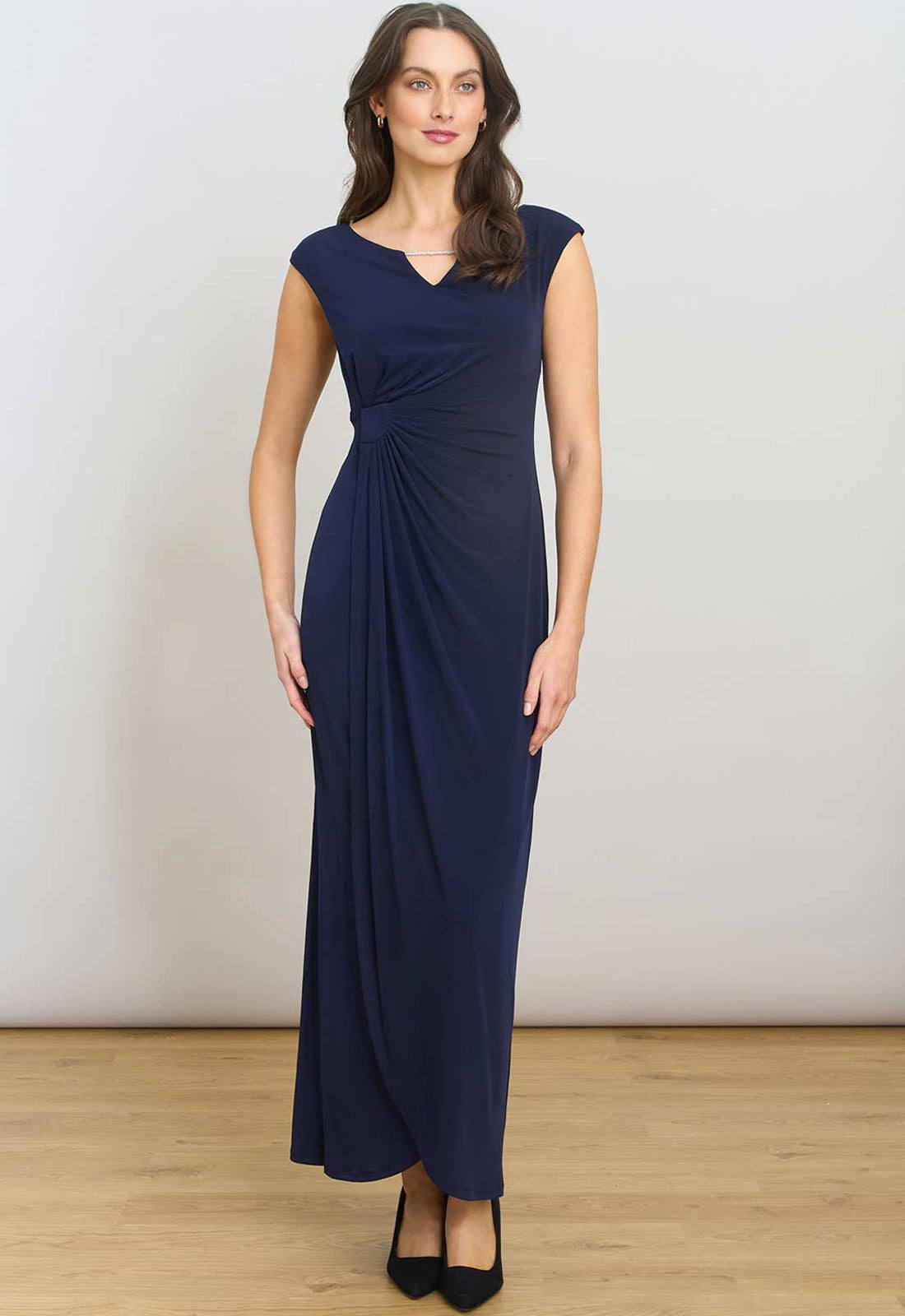 Gina Bacconi NAVY Eileen Wrap Maxi Dress