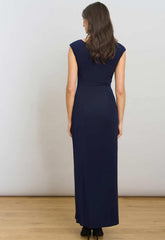 Gina Bacconi NAVY Eileen Wrap Maxi Dress