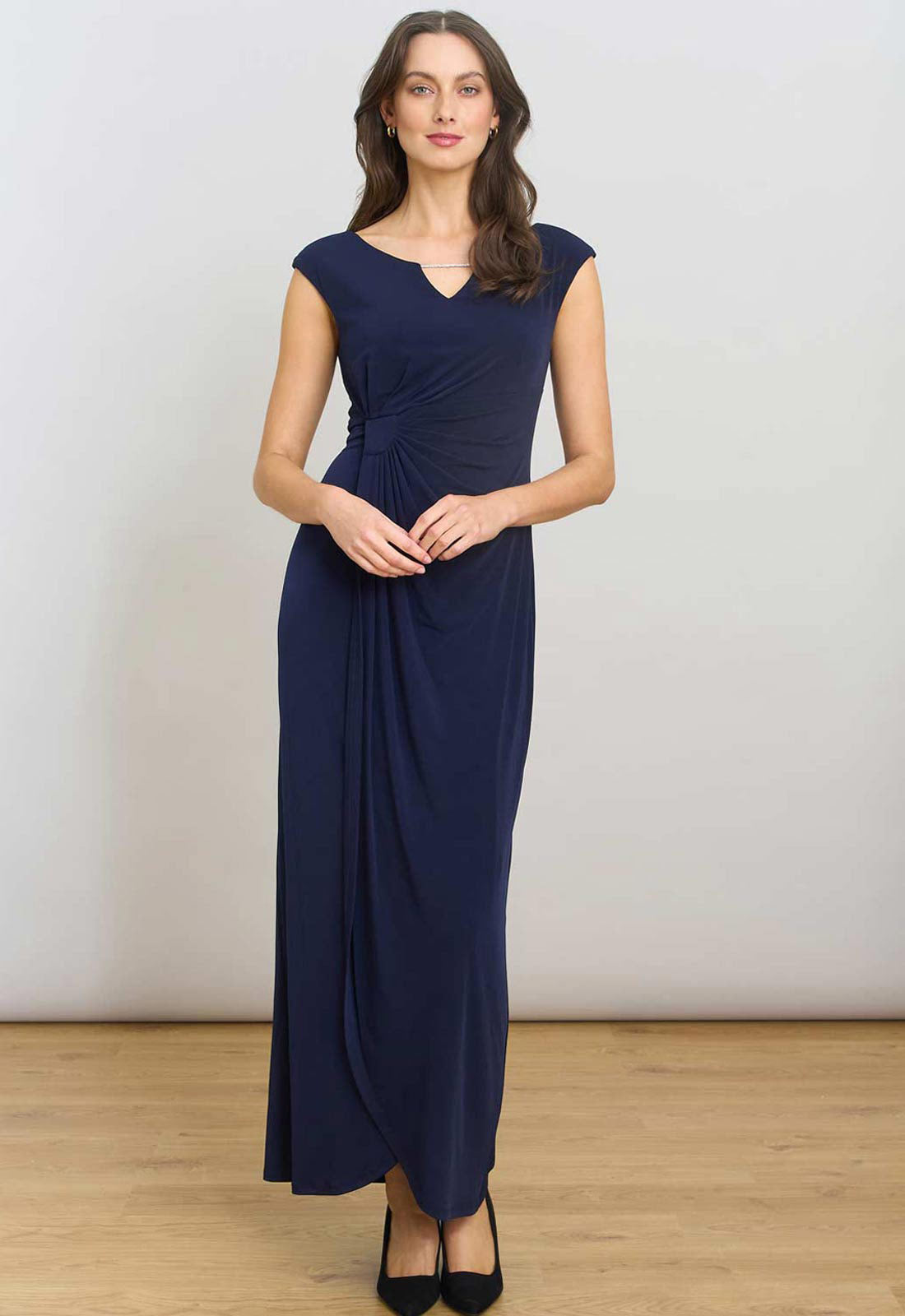 Gina Bacconi NAVY Eileen Wrap Maxi Dress