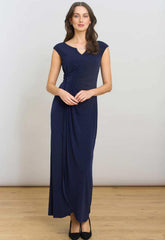 Gina Bacconi NAVY Eileen Wrap Maxi Dress