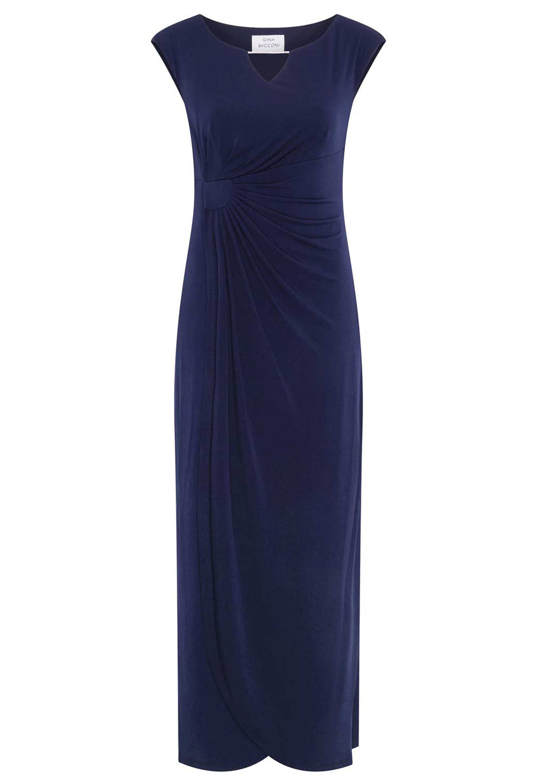 Gina Bacconi NAVY Eileen Wrap Maxi Dress