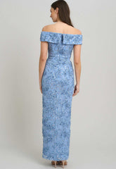 Gina Bacconi PERRI Janette Embroidered Sequin Off-Shoulder Maxi Dress