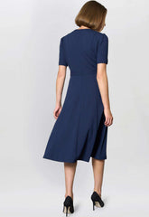 Gina Bacconi NAVY Mel Printed Sleeveless Midi Dress