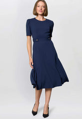 Gina Bacconi NAVY Mel Printed Sleeveless Midi Dress