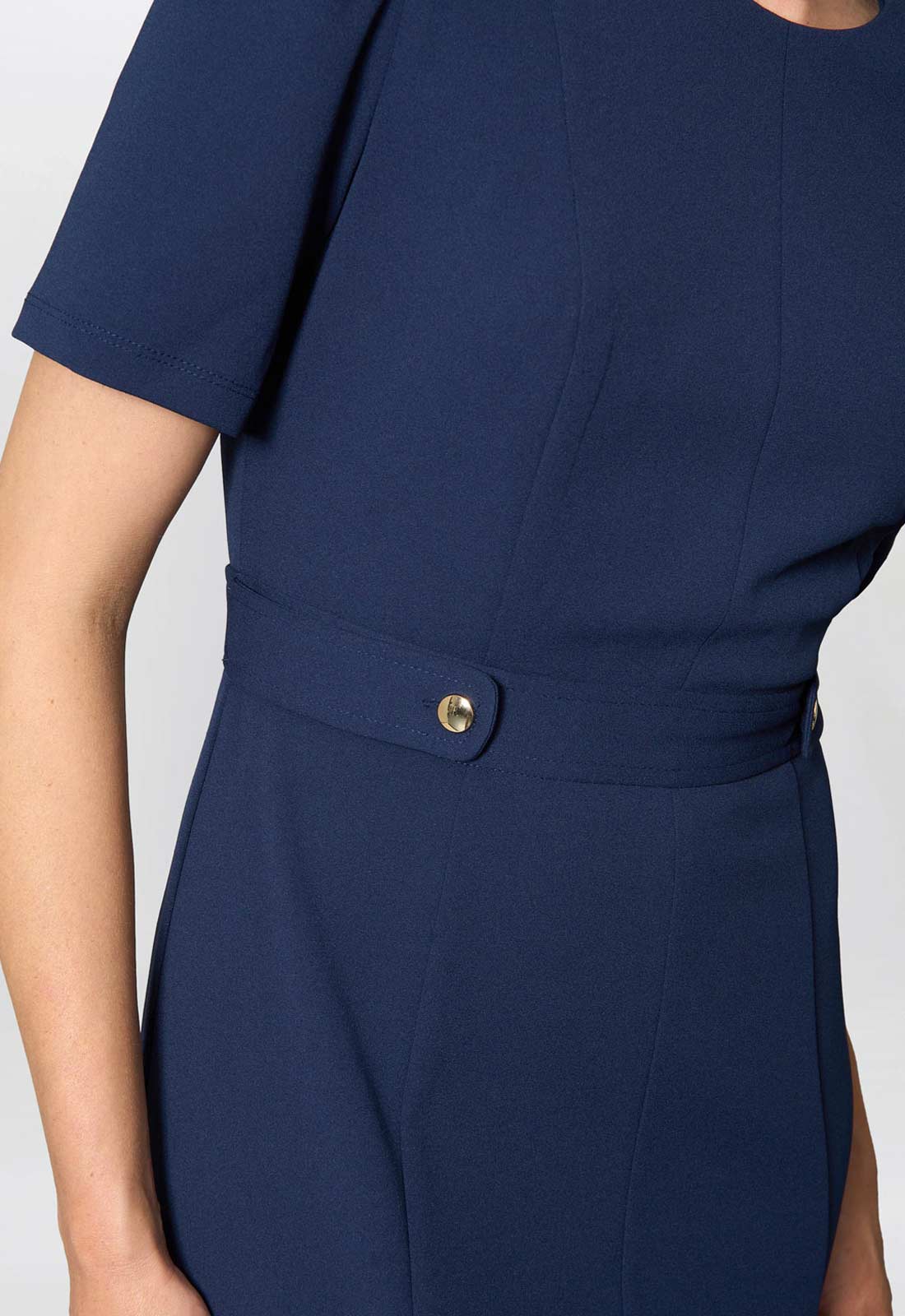 Gina Bacconi NAVY Mel Printed Sleeveless Midi Dress