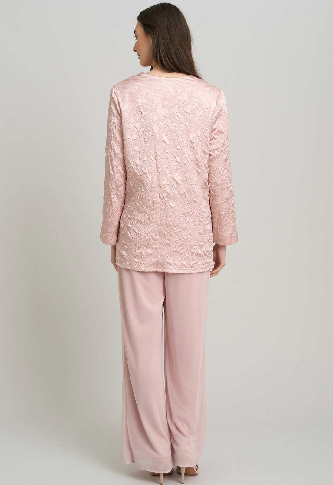 Gina Bacconi PINK Lorriane 3 Piece Jacquard Trouser Suit
