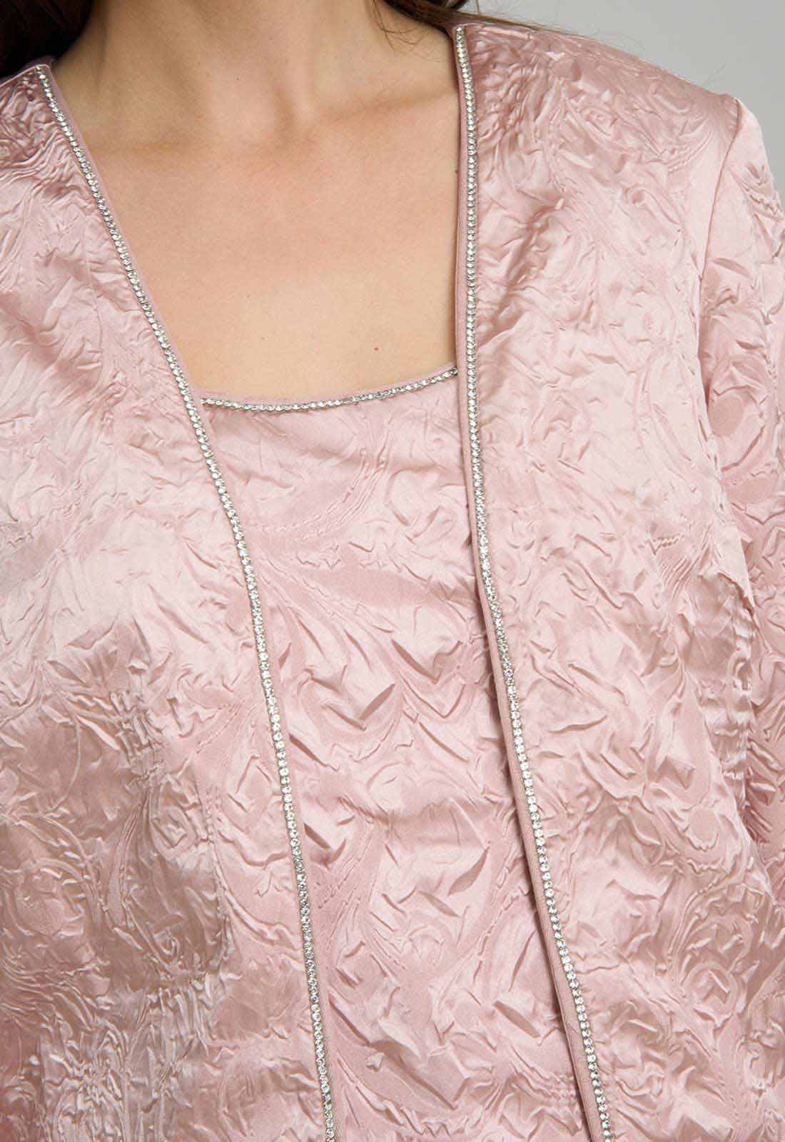 Gina Bacconi PINK Lorriane 3 Piece Jacquard Trouser Suit