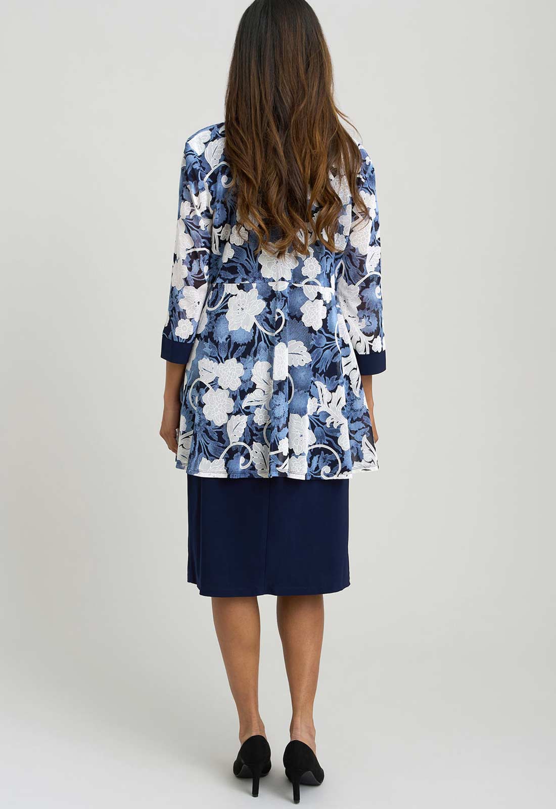 Gina Bacconi NAVY Lidiya Printed Dress And Jacket