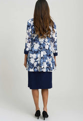 Gina Bacconi NAVY Lidiya Printed Dress And Jacket