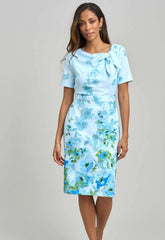 Gina Bacconi PERRI Nisha Tie Neck Border Print Dress