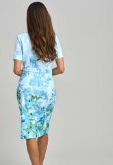 Gina Bacconi PERRI Nisha Tie Neck Border Print Dress