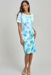 Gina Bacconi PERRI Nisha Tie Neck Border Print Dress